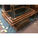 DECO STYLE GLASS TOP COFFEE TABLE