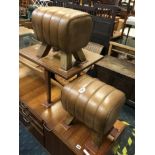 PAIR TAN LEATHER STOOLS