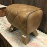 BROWN LEATHER FOOTSTOOL