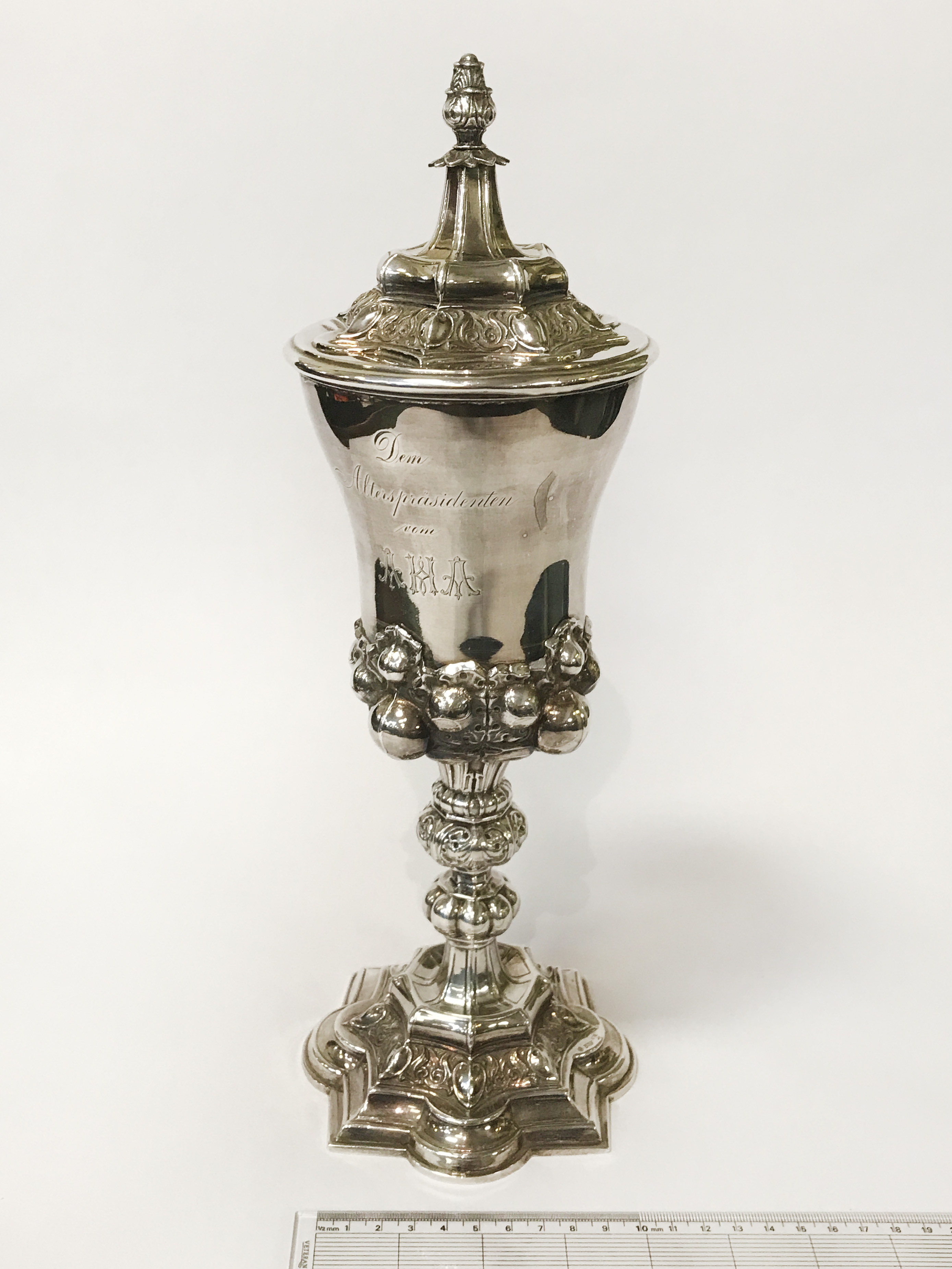 GERMAN SILVER PLATED TROPHY - 33CM HEIGHT