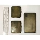 THREE HM SILVER CIGARETTE CASES - 11.4 TROY OZS TOTAL APPROX.