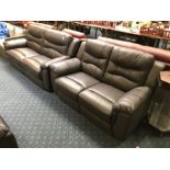 SCS ASHLEY MANOR AXEL BROWN LEATHER 3 SEATER & 2 SEATER SOFAS