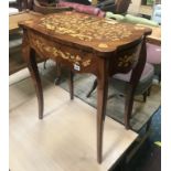 INLAID SIDE TABLE WITH DRAWER & SLIDE