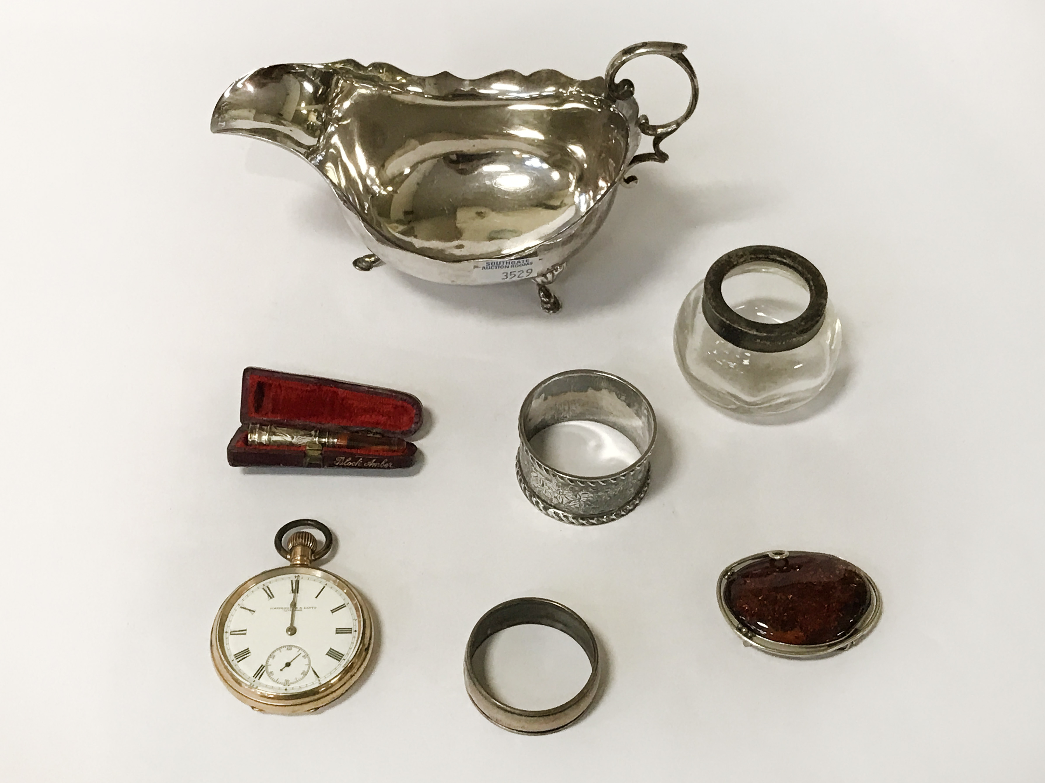 SILVER GRAVY BOAT & OTHER SILVER ITEMS