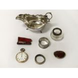 SILVER GRAVY BOAT & OTHER SILVER ITEMS