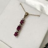 9CT GOLD 18'' CHAIN WITH A RUBY & DIAMOND PENDANT IN 9CT GOLD