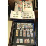 TWO TRAYS OF WORLD STAMPS INCL. ALBUMS