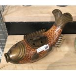 BRONZE CLOISONNE FISH CENSER - 34CM LONG