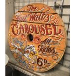 PAINTED ROUND FAIRGROUND SIGN - 73CM DIAMETER