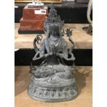 BRONZE PRAYING BUDDHIST FIGURE - 34CM HEIGHT