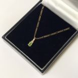 9CT GOLD PERIDOT PENDANT ON 16''CHAIN IN 9C GOLD ALSO