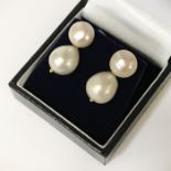 9CT DOUBLE PEARL STUD DROP EARRINGS