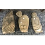 3 GARDEN AFRICAN CARVINGS - TALLEST 45 CMS