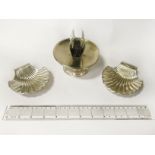 3 CHRISTOFLE ITEM, 2 SHELLS & MATCH HOLDER