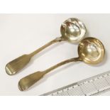 PAIR OF GEORGIAN SILVER LADLES - 18cms LONG EACH