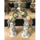 PAIR OF BRONZE & PORCELAIN CANDLE HOLDERS - 35 CMS