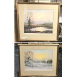 PAIR OF PRINTS BY PETER COSSETT IN FRAMES - 46CM x 46CM PICTURE