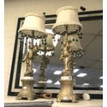 PAIR OF LARGE GILT METAL CHERUB TABLE LAMPS - 70 CMS (H)