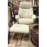 SWIVEL CREAM CHAIR & STOOL