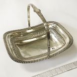 H/M SILVER FRUIT BASKET WITH ORNATE HANDLE - 31cm X 25cm APPROX. 28ozs