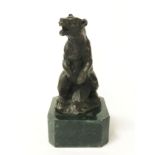 BRONZE BEAR ON MARBLE BASE - 17cm HEIGHT