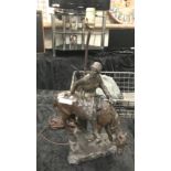 ARAB & CAMEL LAMP IN BRONZED SPELTER - FIGURE 40 CMS (H)