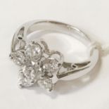 PLATINUM CLUSTER RING TOTAL DIAMOND WEIGHT IS 1.50 CARATS - SIZE L