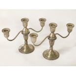 PAIR OF STERLING SILVER CANDELABRA - 19cms HEIGHT