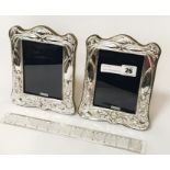 PAIR OF H/M SILVER ART NOUVEAU PHOTO FRAMES - 20cm X 16cm