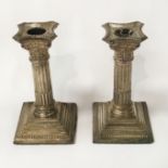 PAIR OF H/M SILVER CANDLESTICKS - HEIGHT 17cms