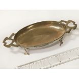 FOUR FOOTED H/M SILVER OVAL DISH WITH LONDON MARK - 22cms