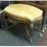 LARGE GOLD FABIRIC & GILT WOODEN STOOL