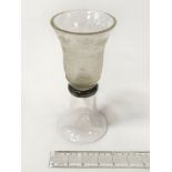 GLASS ENGRAVED GOBLET 19TH CENTURY - DAMAGE ON BOTTOM - 22cm HEIGHT