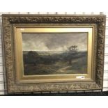 19TH CENTURY OIL ON CANVAS - LANDSCAPE SCENE, SIGNED - 53cm X 35cm IN GILT FRAME