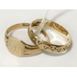 TWO 9CT GOLD RINGS - SIZES M / N
