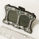 HM SILVER & ENAMEL DOUBLE PHOTO FRAME - 11 CMS X 8 CMS