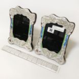 PAIR HM SILVER & ENAMEL BUTTERFLY PHOTO FRAME - 20 CMS X 16 CMS