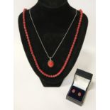 STERLING SILVER RED CORAL JEWELLERY