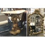 GILT & MARBLE CONSOLE TABLE & MIRROR