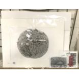 STEPHEN WILTSHIRE PRINT OF THE THAMES - FISH EYE VIEW - 37 CMS X 27 CMS