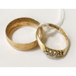 TWO 18CT GOLD RINGS (ONE INCLUDES DIAMONDS) - RING SIZES K / L