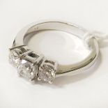 PLATINUM TRILOGY RING CENTRE DIAMOND IS 0.50 CARATS E COLOUR VS1 WITH GIA CERTIFICATE TOTAL WEIGHT