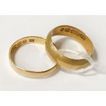 TWO 22CT GOLD BANDS - RING SIZE K - APPROX 6 GRAMS