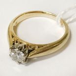 18CT GOLD DIAMOND SOLITAIRE RING - STONE SIZE APPROX 0.50 CT - RING SIZE L/M