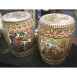 TWO CHINESE BARREL STOOLS - 46 CMS