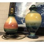 TWO MOORCROFT TABLE LAMP BASES - TALLEST 32 CMS
