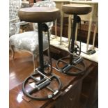 PAIR LEATHER STOOLS