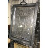 LARGE VICTORIAN SQUARE SILVER PLATED TRAY - 70 CMS X 50 CMS