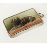 HM SILVER VESTA CASE WITH DOG DEPICTION - 5.5 CMS X 3 CMS