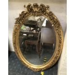 GILT WOOD OVAL MIRROR